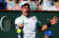 Novak Djokovic is pictured during his ATP Indian Wells Masters match against Juan Martin del Potro on March 16, 2013